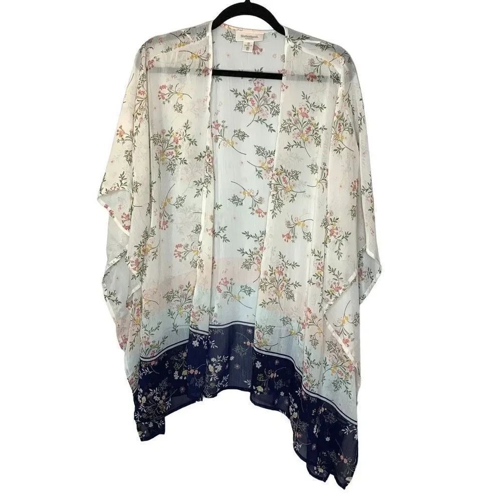 Motherhood Maternity One Size Coverup Kimono Top Sheer Floral (r1)